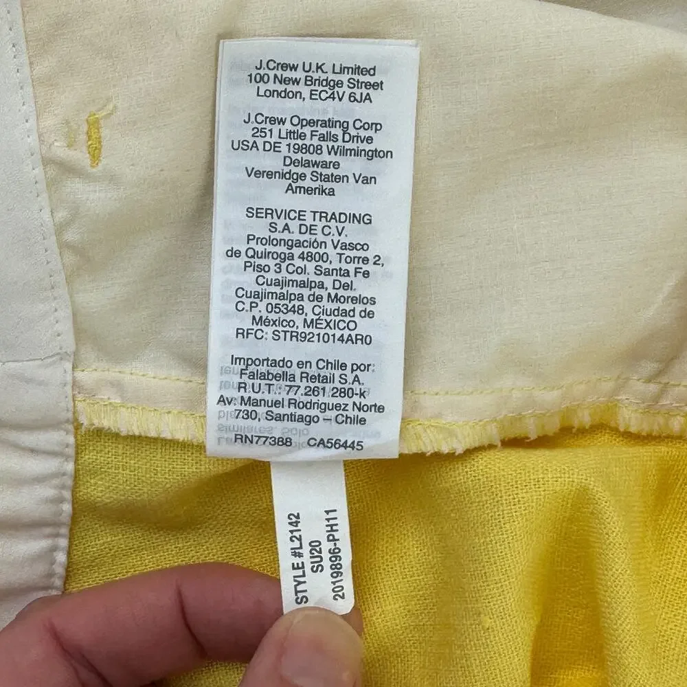 J. Crew Yellow Linen-Cotton Scalloped Hem 4” Shorts Size 2 Style L2142